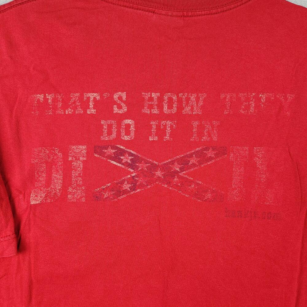 Vintage Hank Williams Jr Bocephus Shirt Mens XL Red That's How They Do It Dixie